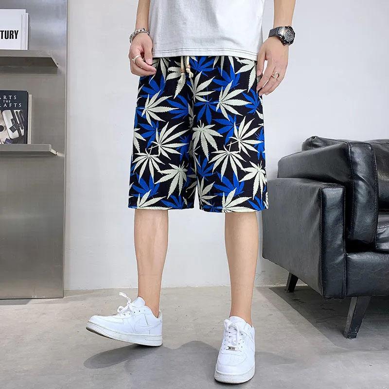 Men's Summer Outer Wear Cotton Shorts Loose Sports and Leisure Five-point Pants Large Size Wild Printing Soft Breathable Comfortable Beach Shorts