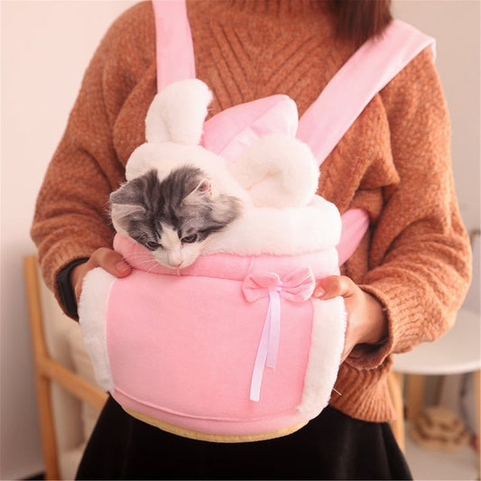 Warm Pet Carrier Bag Small Cat Dogs Backpack Winter Plush Pets Cage for Outdoor Travel Pet Hanging Chest Bags 6kg Load-bearing