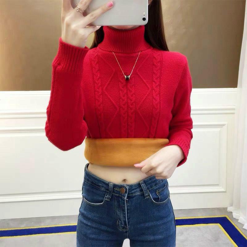 Fashion Slim Sweater Large Size Cold Warm Sweater Turtleneck Sweater Female Autumn and Winter