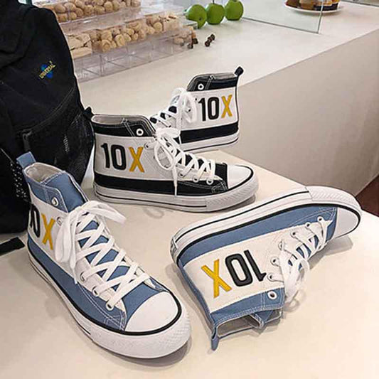 35-44 Men High-top Canvas Shoes Women Flat Shoes Couples Non-slip Deodorant Breathable Skate Shoes