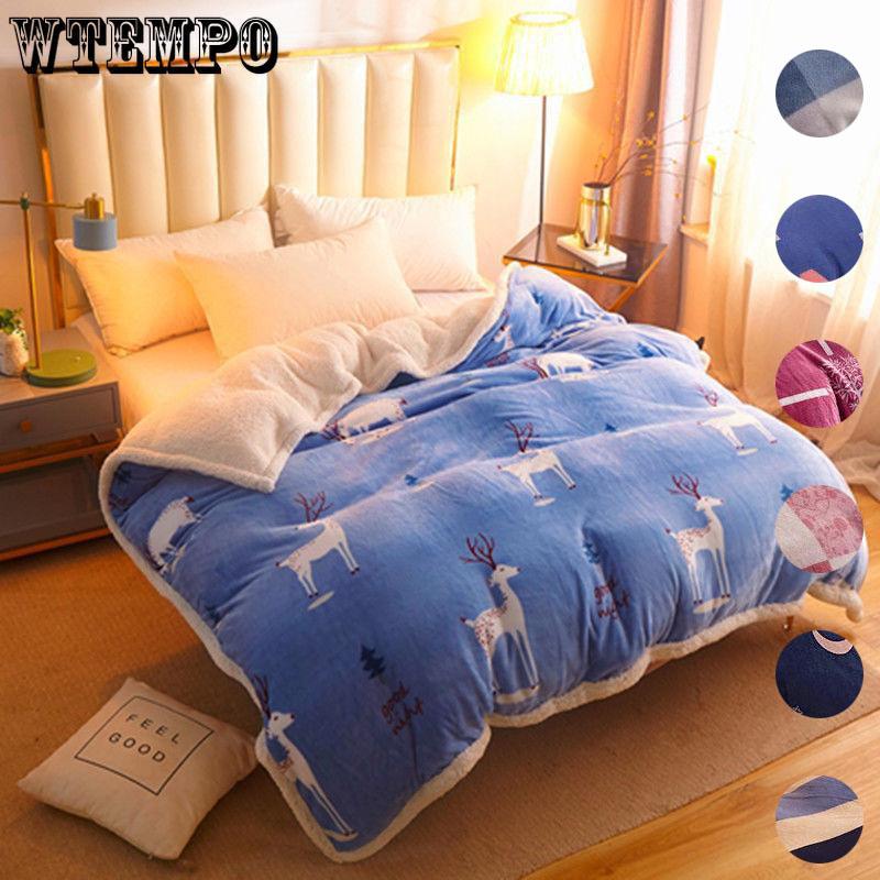 Winter Thick Double Layer Lamb Wool Multifunctional Blanket Duvet Cover Blanket Single Sheet Flannel Duvet Cover Warm Travel Blanket Zipper Bedspread