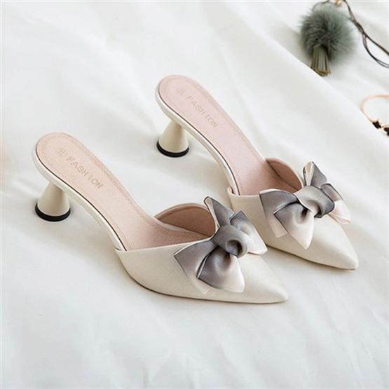 Summer Ladies High Heel Sandals Bow Decoration Breathable and Not Stuffy Peep-toe Outdoor Shoes