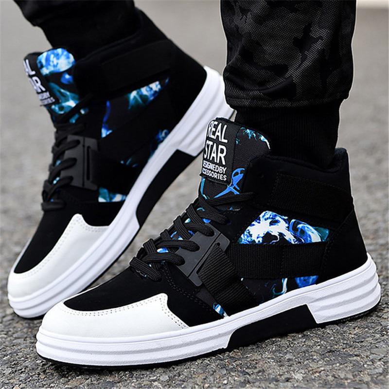 Men's Vulcanize Men Spring Autumn Top Fashion Sneakers Lace-up High Style Solid Colors