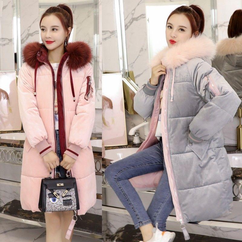 Gold Velvet Cotton-padded Jacket Women's Mid-length Student Winter Coat Down Bread Jacket