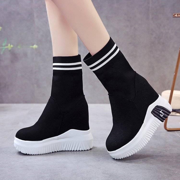 Autumn Winter Super High Martin Boots Female Boots Thick Bottom Casual Shoes Elastic Sock Ankle Boot