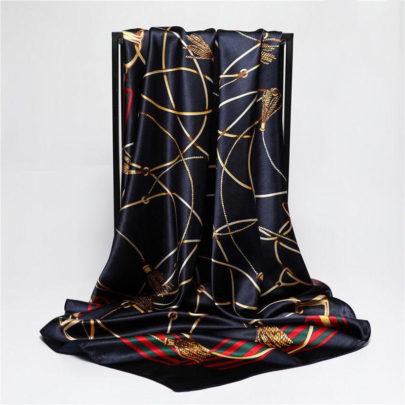 Silk Scarf Fashion Foulard Satin Shawl Scarfs Big Size 90*90cm Square Silk Scarves Women Bandana