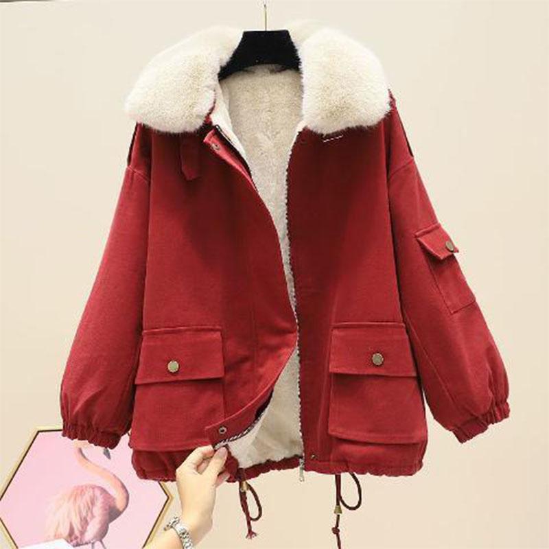 Winter Wear Pie Overcomes The 2021 New Korean Version of Loose Large Size Tooling Pockets Plus Cashmere Cotton Coat To Keep Warm Short Cotton Coat