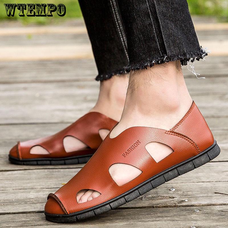 Sandals Summer Men's Quality Shoes Leather Men Sandals Comfortable Slip on Slippers