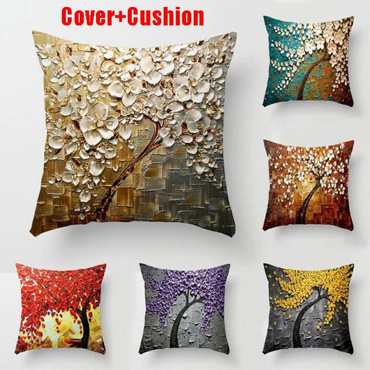 2pcs/set Nordic Flowers Double-sided Printing Sofa Cushion Cover+cushion Sofa Living Room Cushion Head Cushion Car Waist Pillow