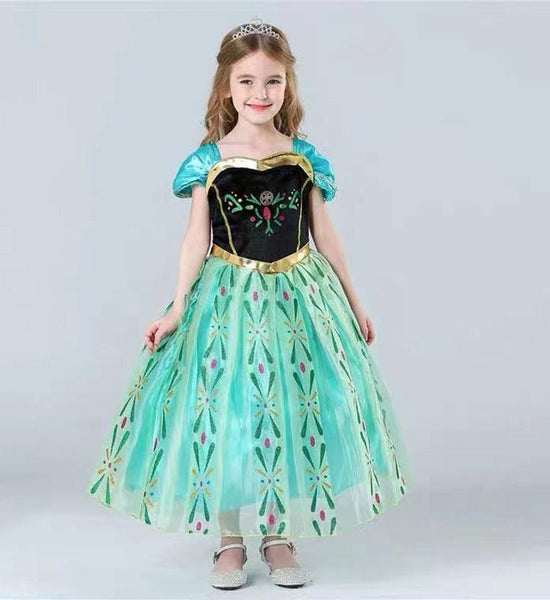 Frozen Princess Dress Summer Anna Girls Short Sleeve Dress Children's Performance Dress Birthday Performance Dress