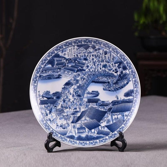 26cm Flower Blooming Rich Famille Rose Porcelain Plate Chinese Traditional Ornaments Antique Cultural Relics Ornaments