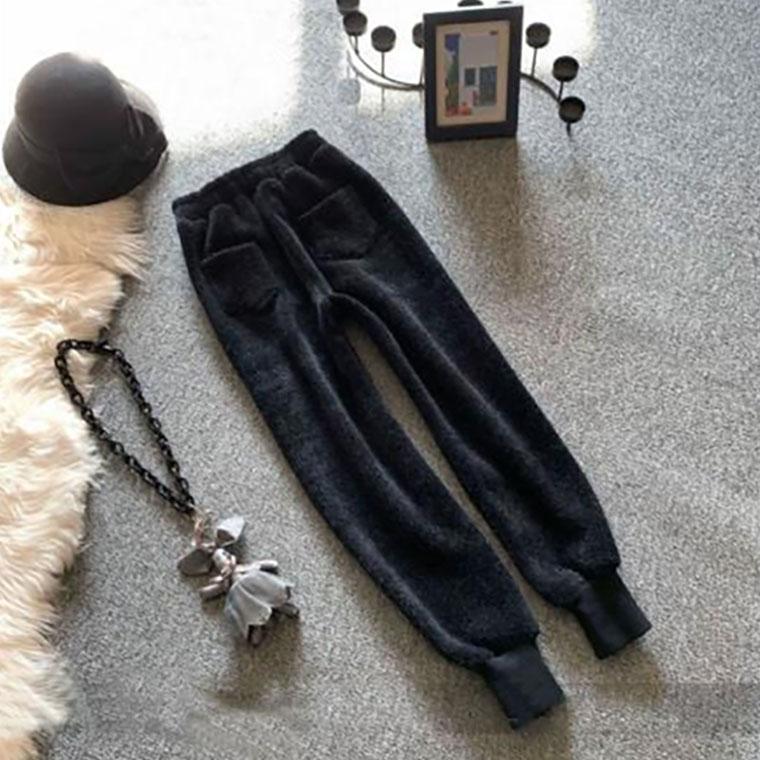 Winter Thickened Imitation Mink Velvet Knit Loose Pipe Pants High Waist Thin Harem Pants Casual Pants Women