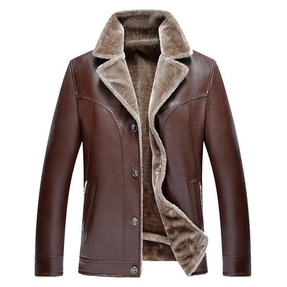 Winter Plus Velvet Thick Fashion Men's Leather Jacket Warm Jacket