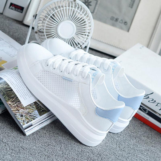 Shoes Women's Versatile Hollow Thin Mesh Breathable Sneakers Thick-soled Single Shoes Sneakers Casual Shoes Light and Breathable