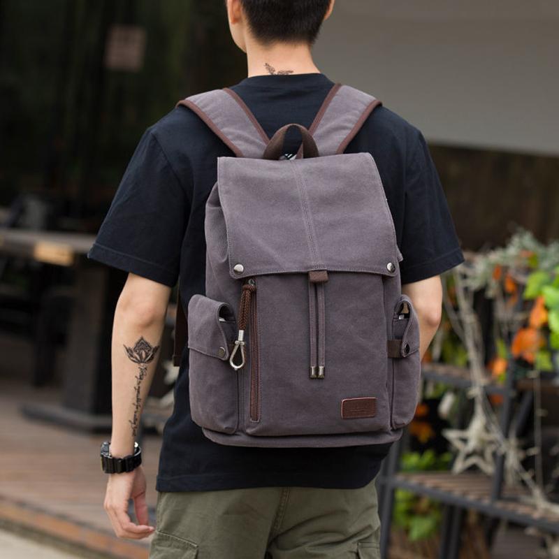 Men's Backpack Multi-layer Canvas High-capacity Casual Retro Student Computer Bag Travel Schoolbag