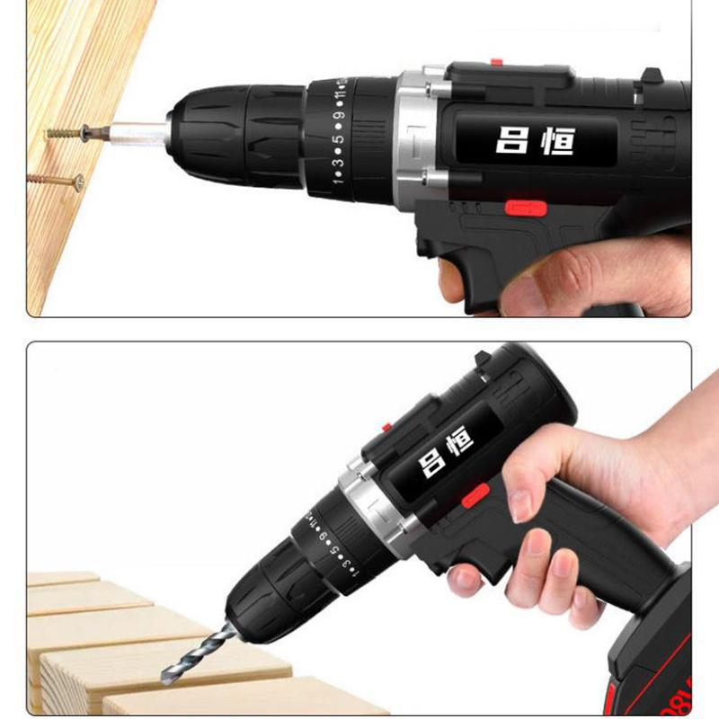 Industrial Cordless Drill Set 128Vf Two-speed Electric Screwdriver Rechargeable Motor  Tools