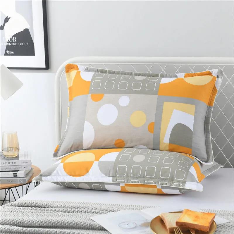 48x74cm Pillowcase Thick Pure Cotton Pillowcase Double Queen Size Bedroom Printing Pillowcase Bedding Two Pieces