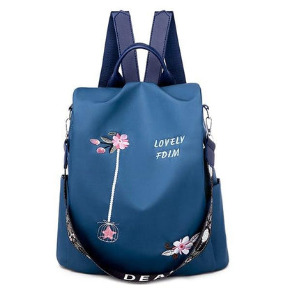 Ladies Personality Embroidery Backpack Oxford Cloth Backpack Fashion Casual Bag Girl Travel School Bag