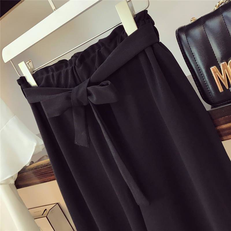 Suit Chiffon Shirt Casual Women's Wear Wide Loose Wide-leg Pants Two-piece Shirt Loose Cover Meat Thin Casual Suit Plus Size Women's Clothing