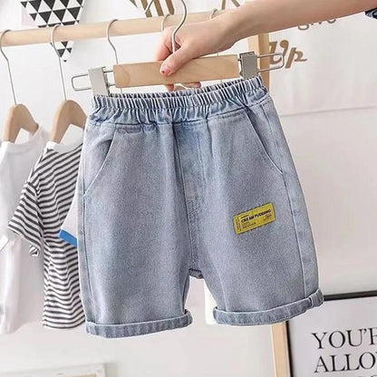 Children's Pants Summer Boys Casual Boys' Summer Shorts Children's Jeans Capris Korean Elastic Waist Pants