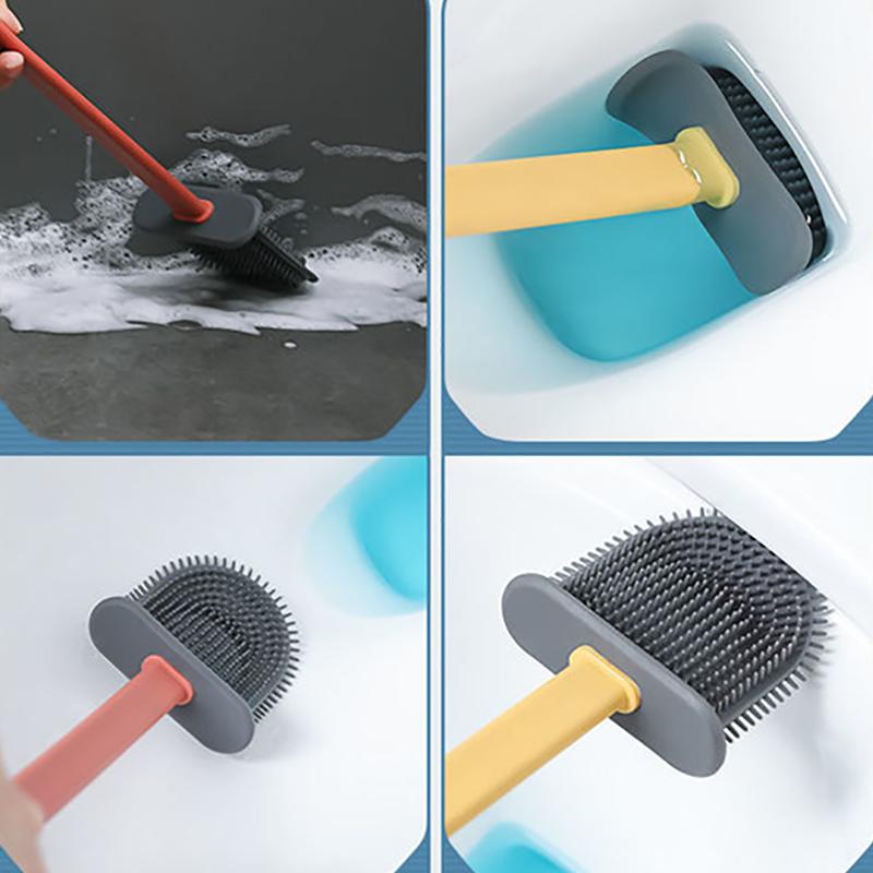 2PS Wall Hanging + Landing Silicone Wall-mounted Toilet Brush Household Set Toilet Brush Base for Washing Toilet Bowl Toilet Cleaning Brush