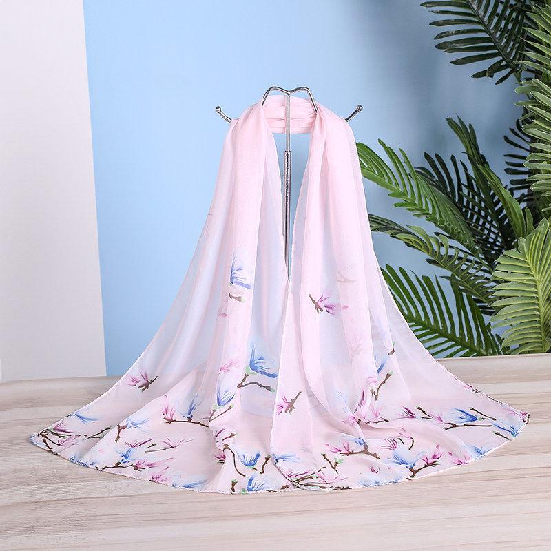 Women 155*45cm Oversized Printed Chiffon Silk Scarf  Sunscreen Holiday Seaside Beach Shawl