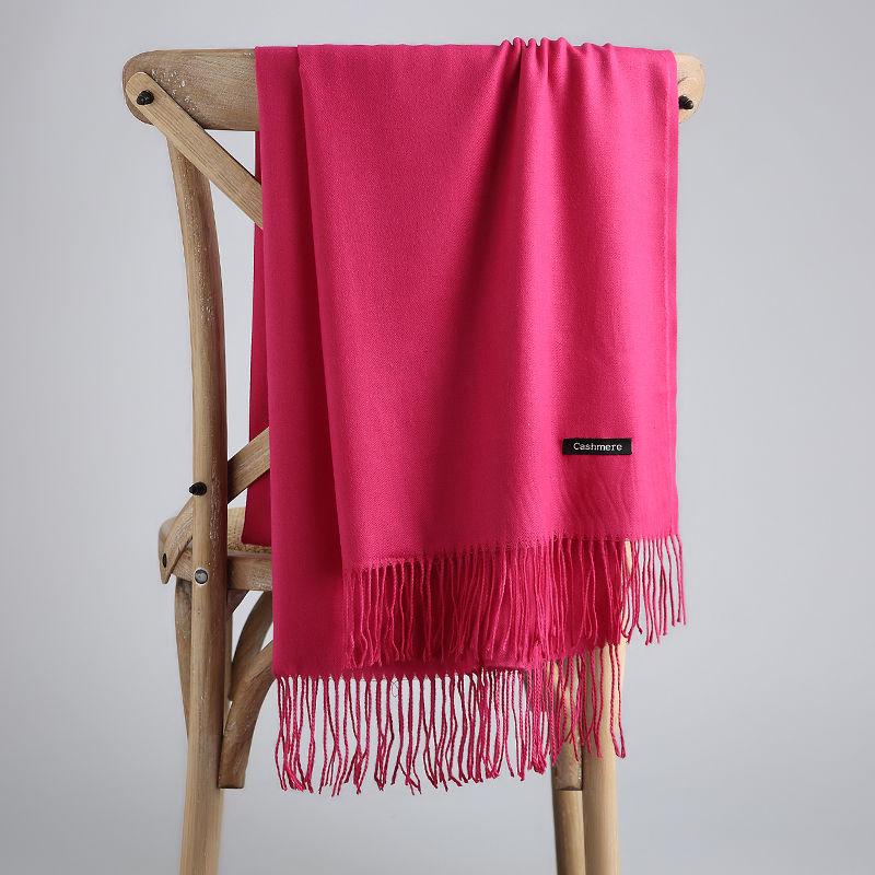 Women Solid Color Scarf Long Cashmere Wool Shawl Thicken Neck Scarf