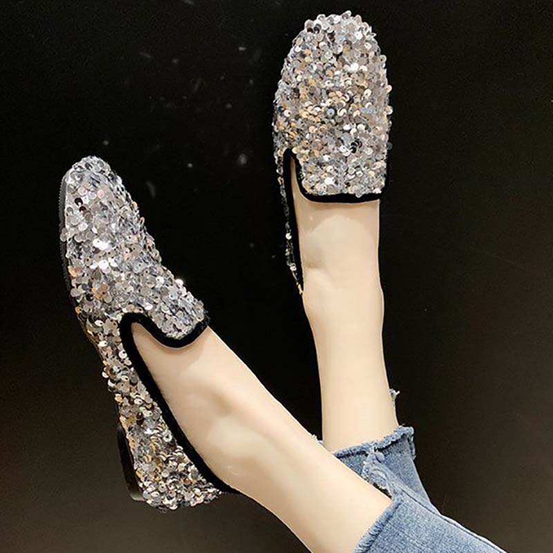 Rhinestone Society Women's Shoes Spring and Summer Korean Style One-legged Peas Shoes Pumps