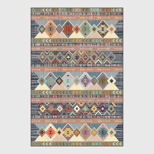 Home Carpet Bohemian Retro Color Geometric Ethnic Style Carpet Living Room Bedroom Kitchen Bedside Anti-slip Carpet Floor Mat