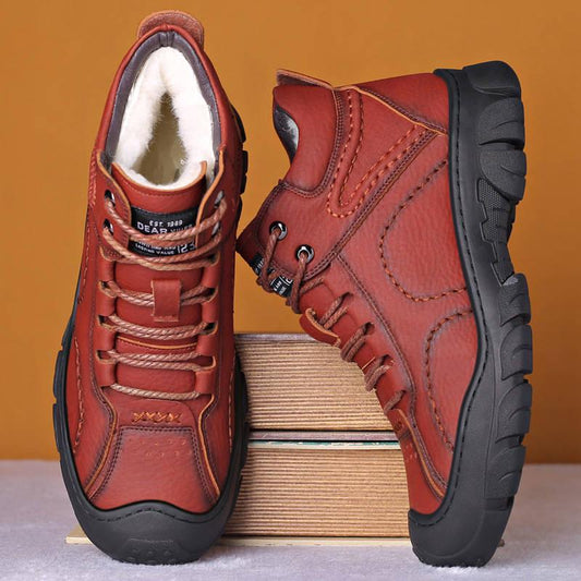 Leather Boots Men Winter Leather Shoes Fashion Men Winter Snow Boots Male Boots Men Sneakers