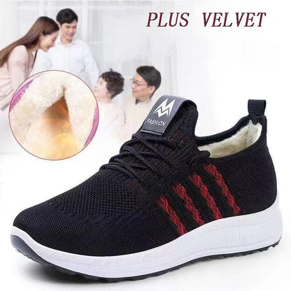 Women's Shoes Winter Plus Velvet Thickening Casual Sports Shoes Trend Wild Running Cotton Shoes Elderly Walking Shoes