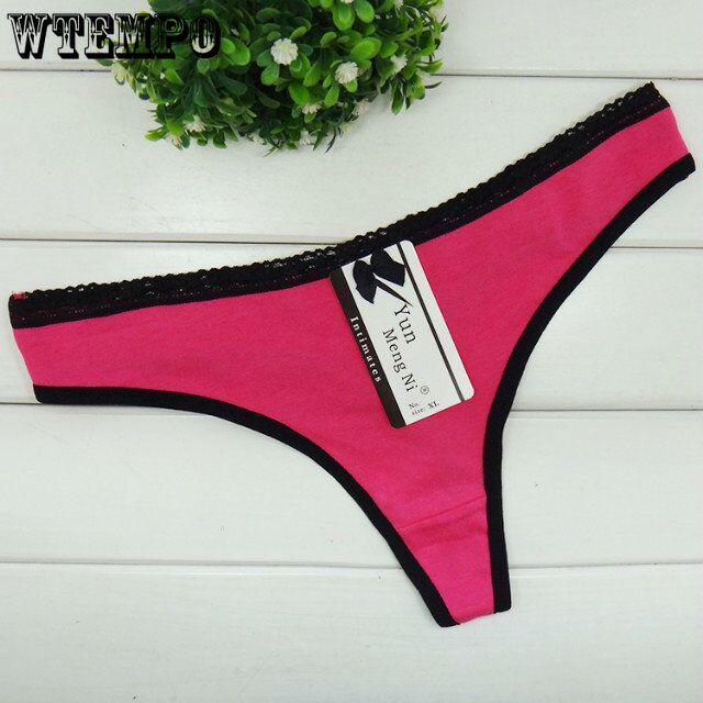 6 pcs Ms. Cotton Solid Color Sexy Thong Panties Sexy T Pants Women Cotton Panties Girl Briefs