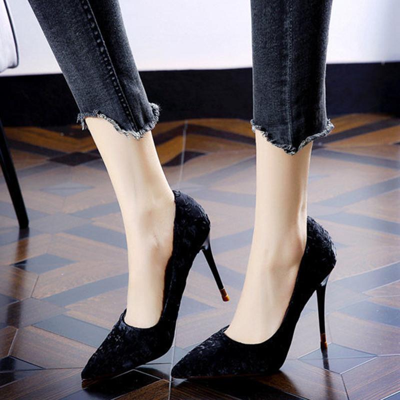 Stiletto Single Shoes Women Fashion Temperament Fairy Style Wild Pointed Shallow Mouth Banquet High Heels