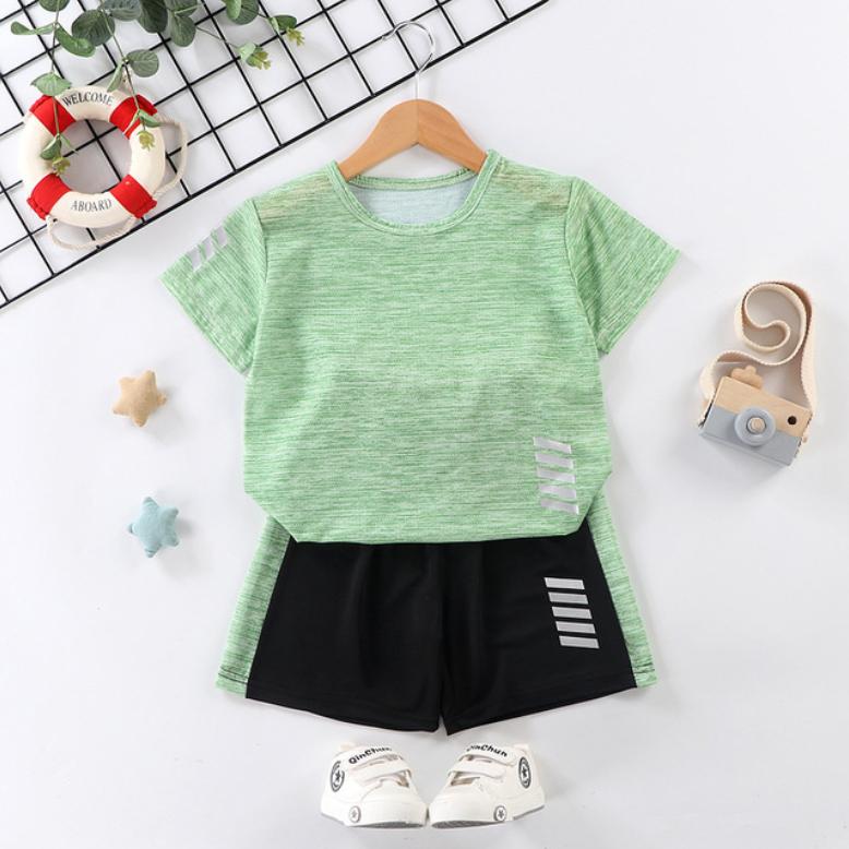 Children's Short Sleeve Suit Running Sportswear Casual Quick Drying Clothes Boy and Girl Summer T-shirt Shorts Two Piece Set