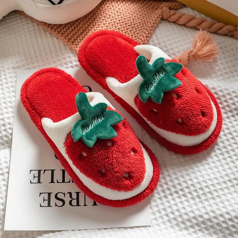 Women Winter Slippers Cotton Shoes Couples Slides Thick Warm Furry Slippers Men Home Non Slip Slippers