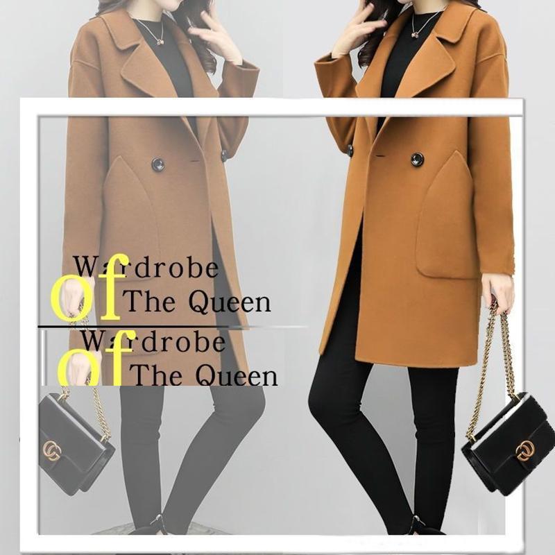 Autumn and Winter Women's Mid-length Woolen Coat Fashionable Large Size Woolen Coat Loose Small Woolen Coat