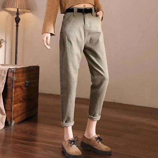 High Waist Casual Women's Overalls Loose and Thin In Spring and Summer Large Size Solid Color Harlan Pants