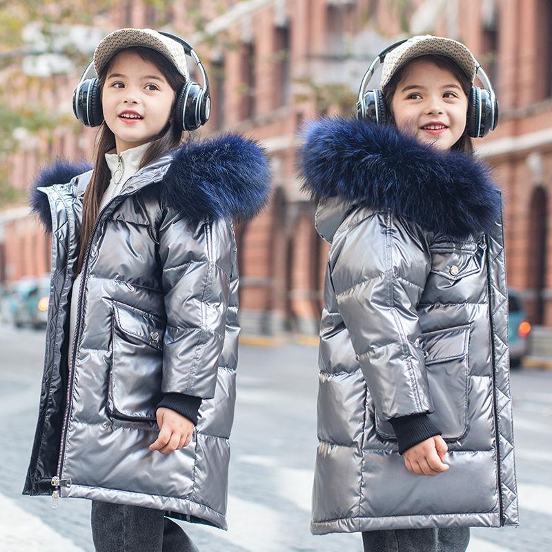 Winter Coats Girls Clothes Snowsuit Jacket Waterproof Outdoor Hooded Down Jacket Boys Kids Parka with Fur Collar Outwear4-13 Years