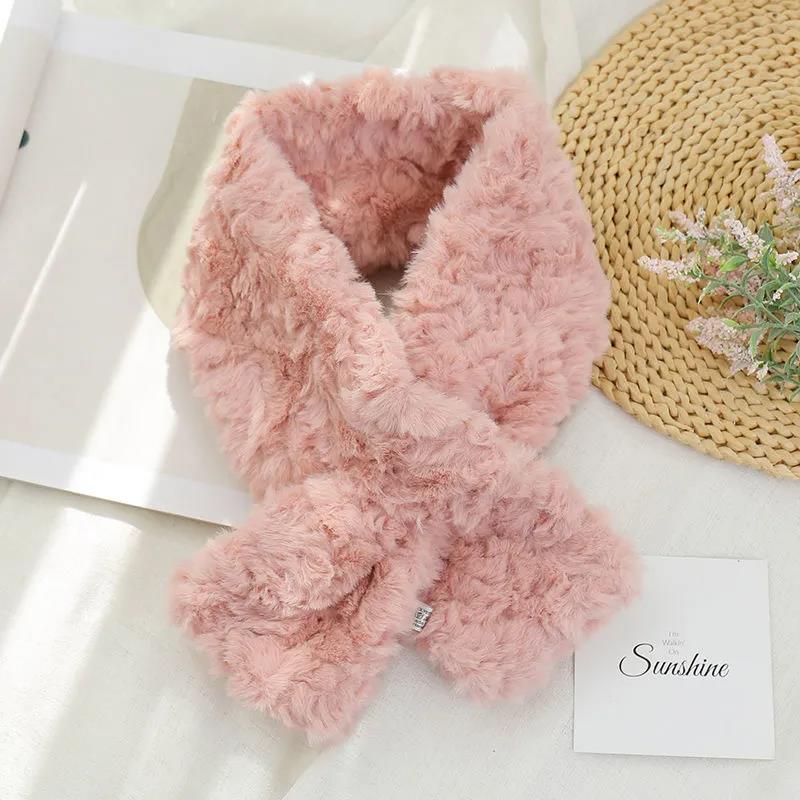 Winter Bib Korean Fashion Solid Color Plush Scarf Thick Warm Women's Lamb Wool Bib