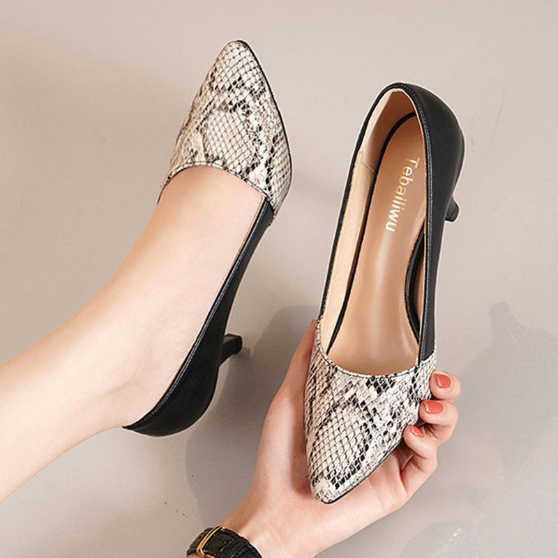 Spring Women's Stiletto Mid-heel Pointed Toe Work Women's Shoes All-match Women's Shoes