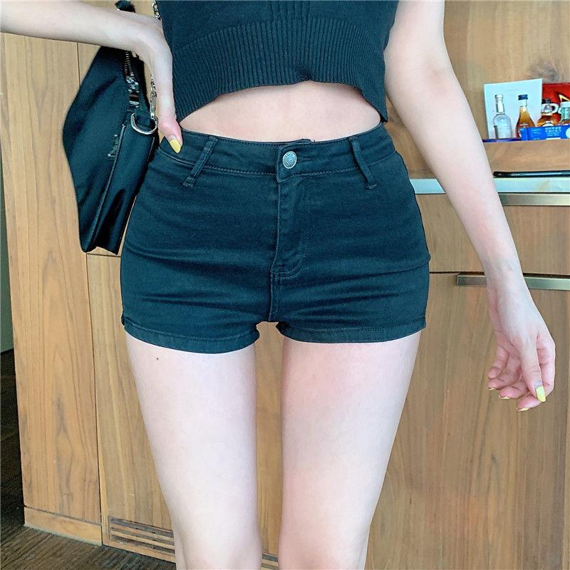 Sexy Tight Denim Shorts Women Spring and Summer Thin Casual Shorts Black Blue