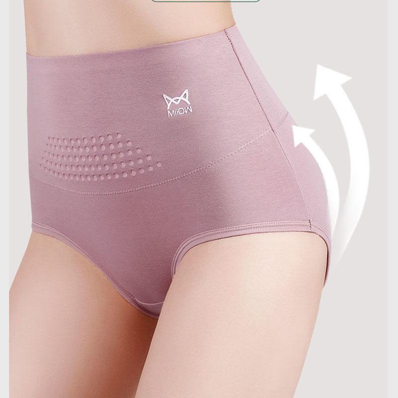 3-pack Women's High-waist Cotton Panties Graphene Antibacterial Bottom Crotch Thermal Underwear Postpartum Belly Shaping Briefs