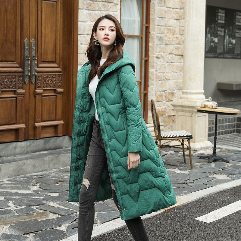 Winter Fashion Trend Slim Women Mid-length Korean Style Hooded Thick Warm Padded Jacket