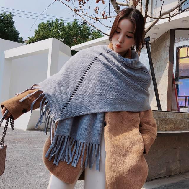 Scarf Knitted Autumn Winter Female Warm Scarf Women Girls Tassel Scarf Wool Scarf Shawl