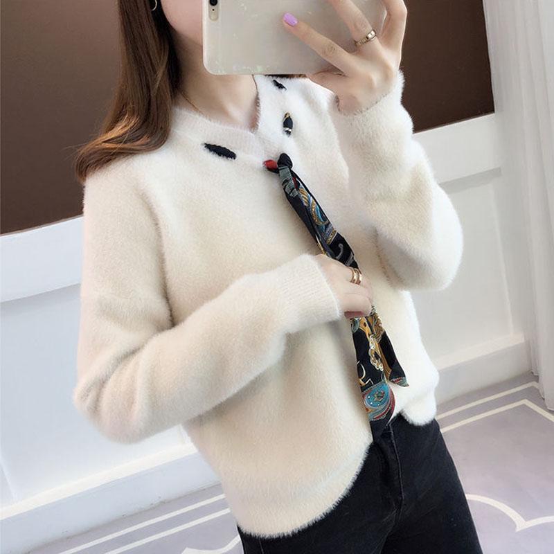 Autumn and Winter Mohair Jacket Fashion Thick Loose Top Casual Style Women Sweater