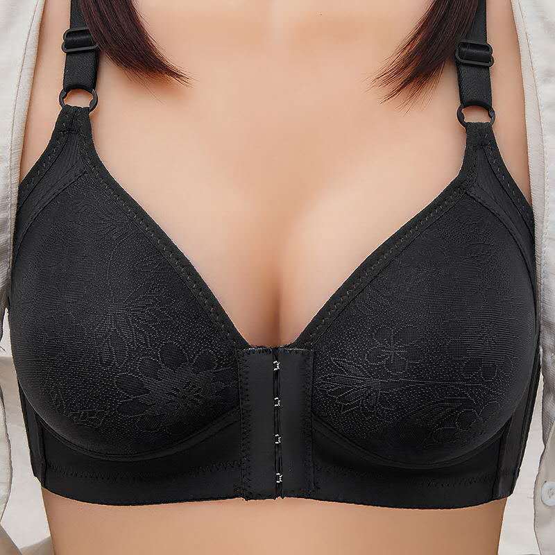 Sexy Plus Size Front Closure Bra Moisture-absorbent Breathable Gather Push Up Adjustable Bra Wireless Comfortable Brassiere