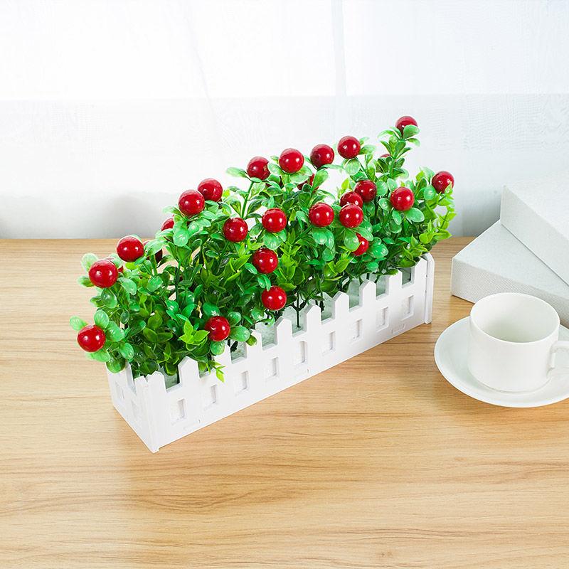 Simulation Fake Flower  Hanging Flower Basket Simulation Green Grass Small Potted Ornaments Plastic Flower Fence Floral Set Wall