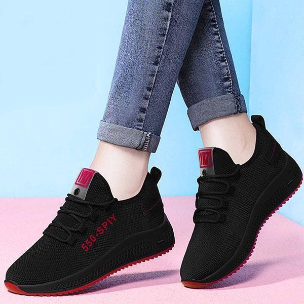 Women's Breathable Mesh Sports Shoes Autumn Lightweight Non Slip Casual Mesh Shoes Female Soft Sole Single Shoes