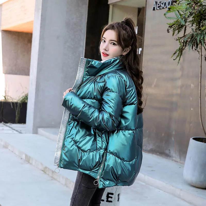 Disposable Bright Face Short Cotton-padded Jacket Women's Winter Loose Cotton-padded Jacket Casual Stand-collar Padded Jacket