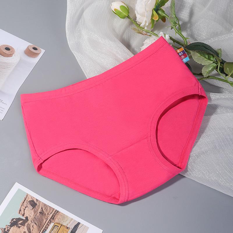 4Pcs/Set Solid Color Large Size Mid Waist Causal Soft Briefs Women's Seamless Cotton Panties